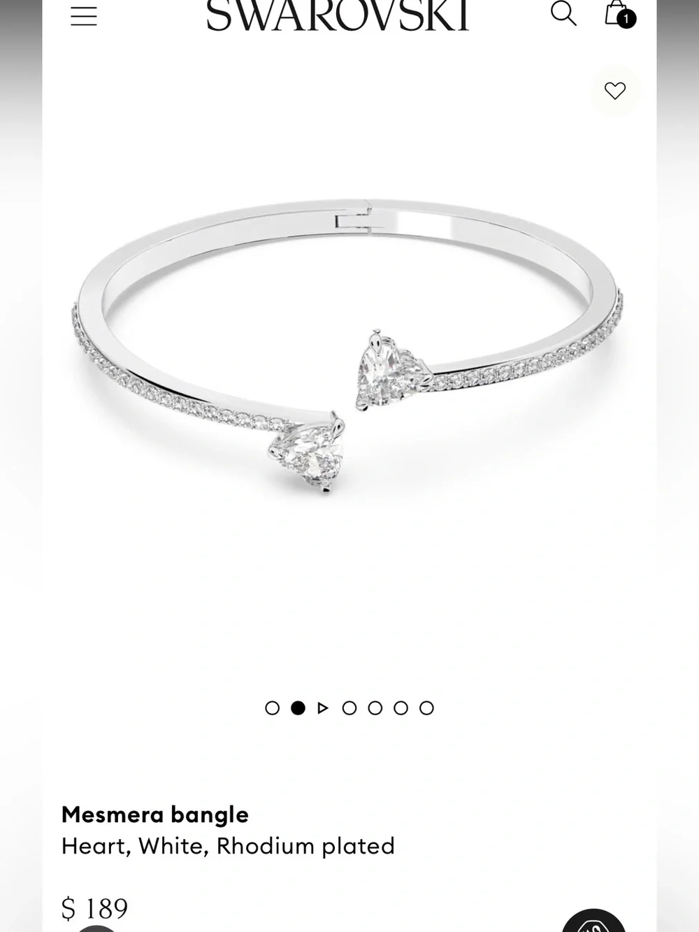 Swarovski Silver Mesmera Heart Bangle